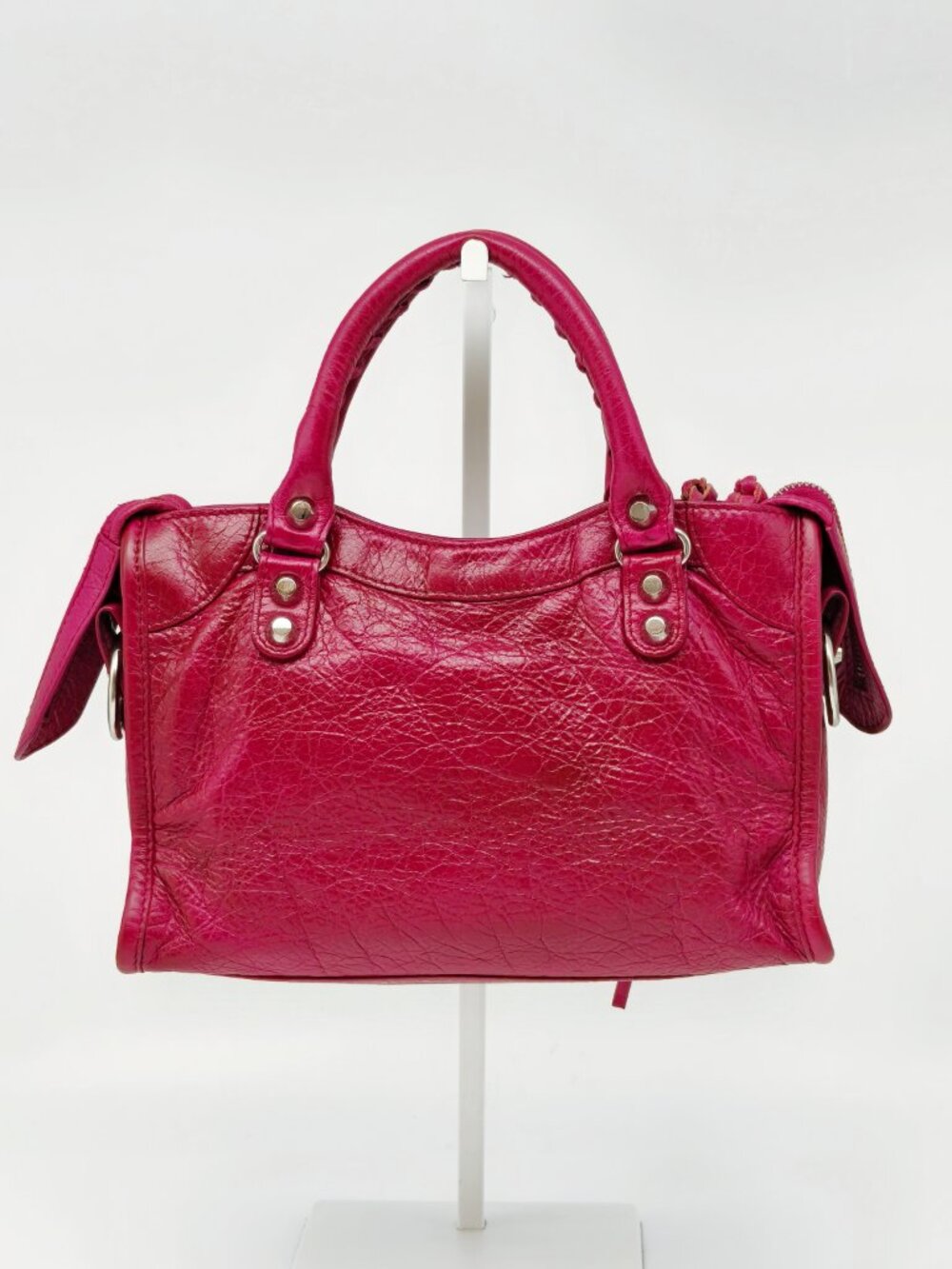 Balenciaga Motocross First Mini City Magenta Pink Leather Crossbody Shoulder Bag - Picture 2 of 13